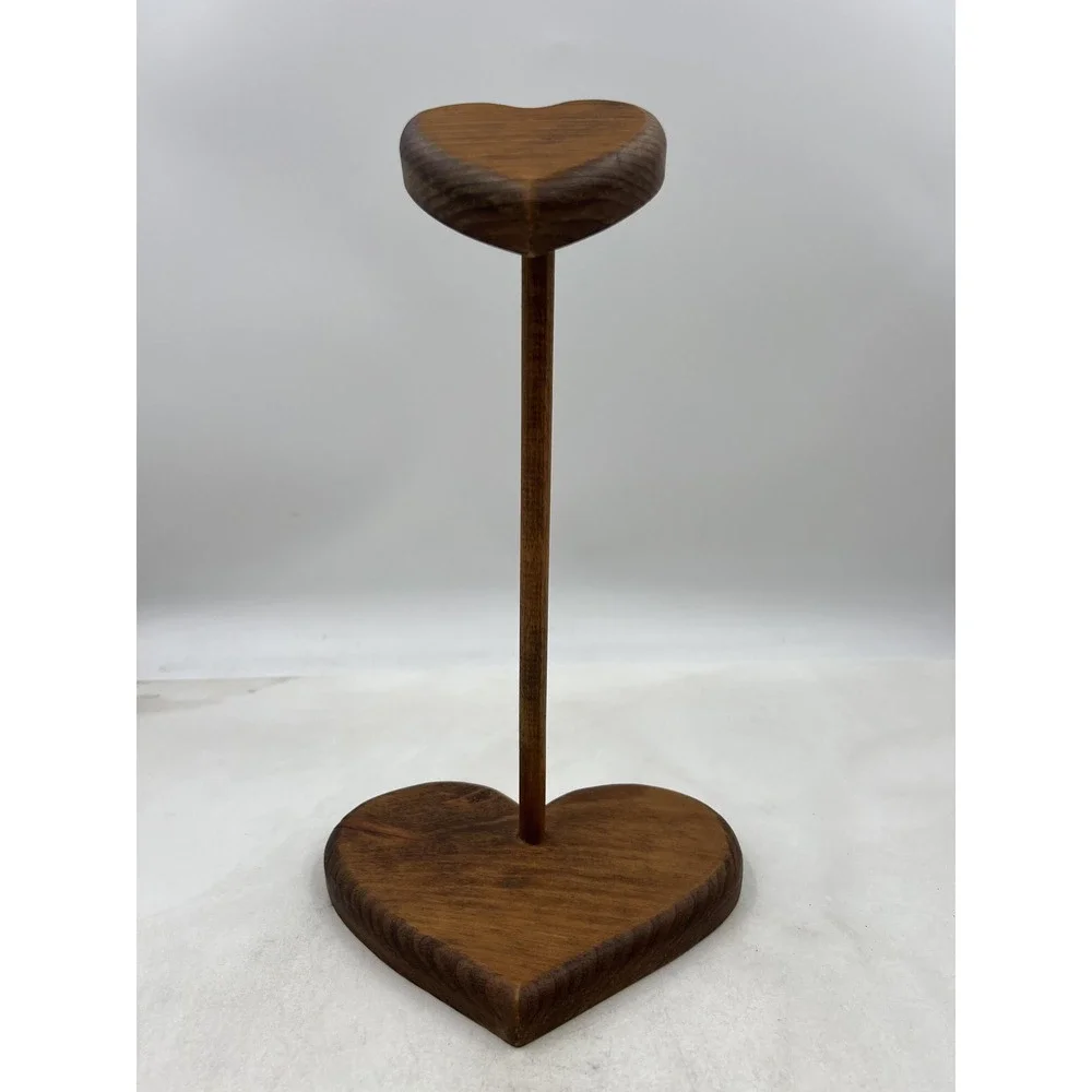 Handmade Wooden Heart Jewelry Display Stand Holder Rustic Decor 12 Inch Tall